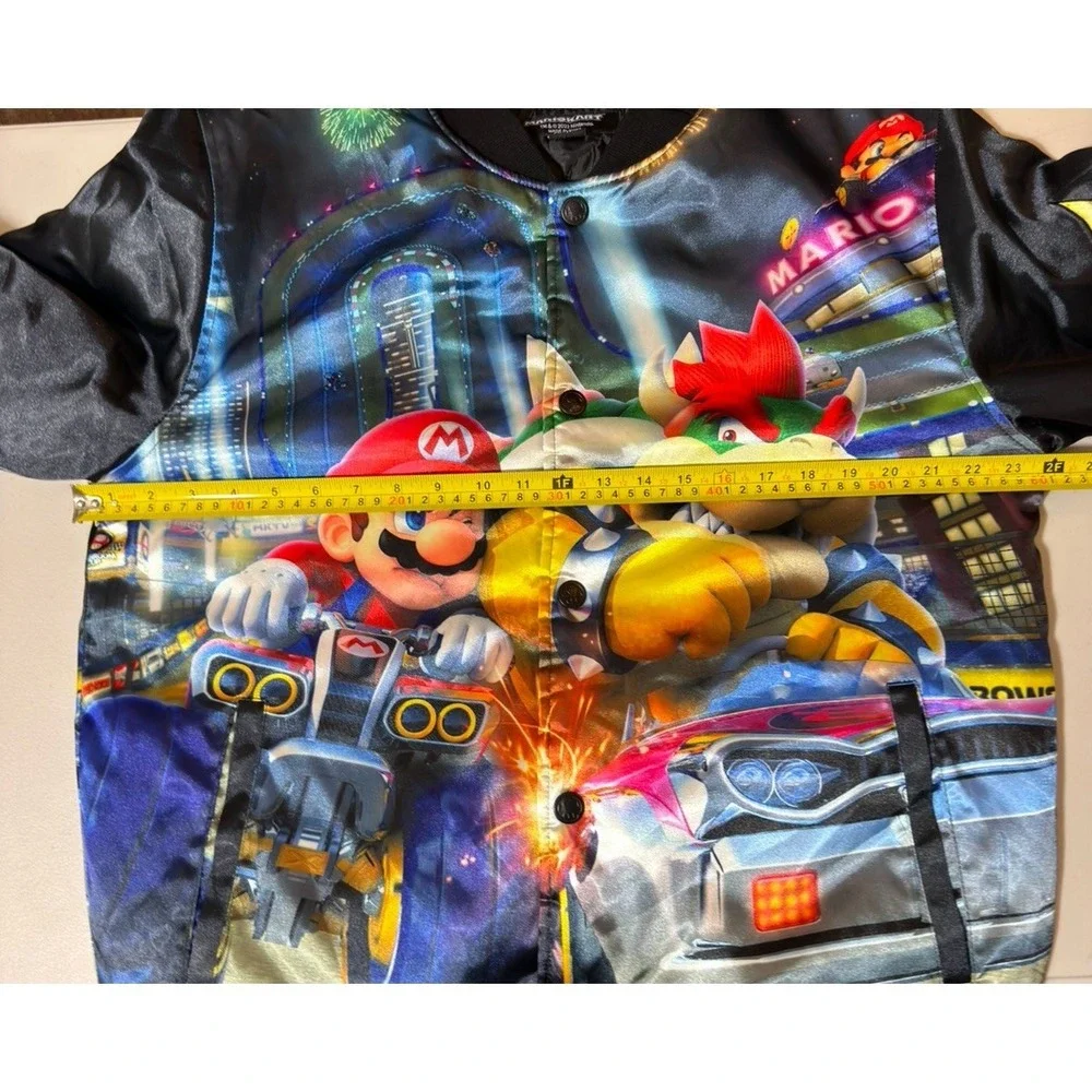 Mario Kart Nintendo DeKryptic Satin Jacket Mario Bowser Patch Size L